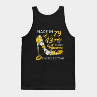 Made In 1979 Limited Edition 43 Years Of Being Awesome Jewelry Gold Sparkle Tank Top